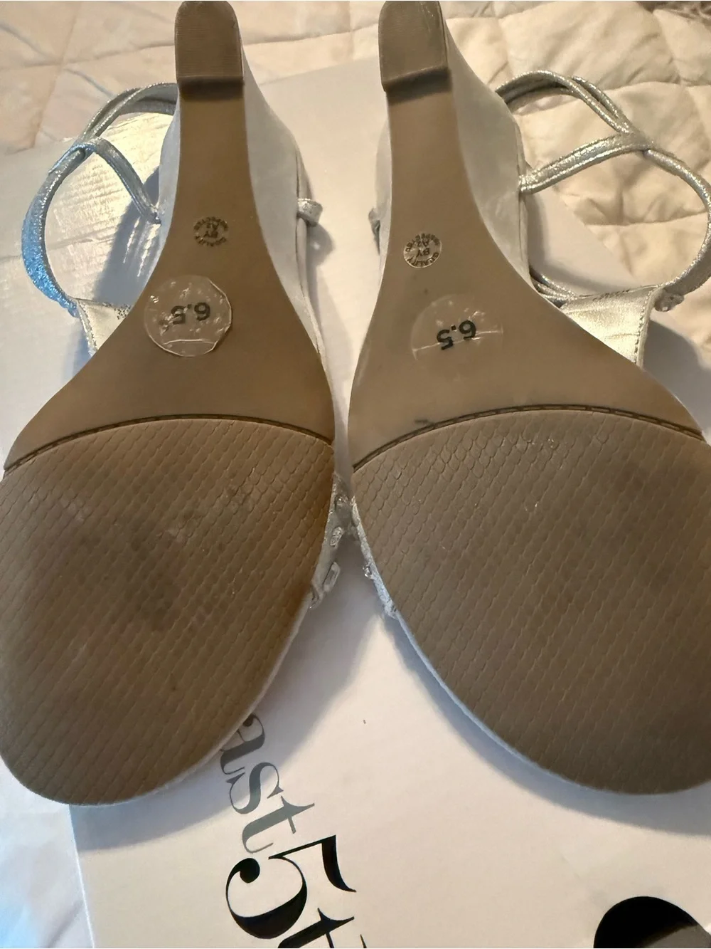 East 5th Silver Jeweled Wedge Sandals